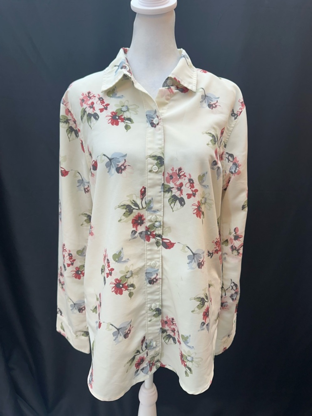 Abercrombie & Fitch Cream Floral Button-Down Shirt